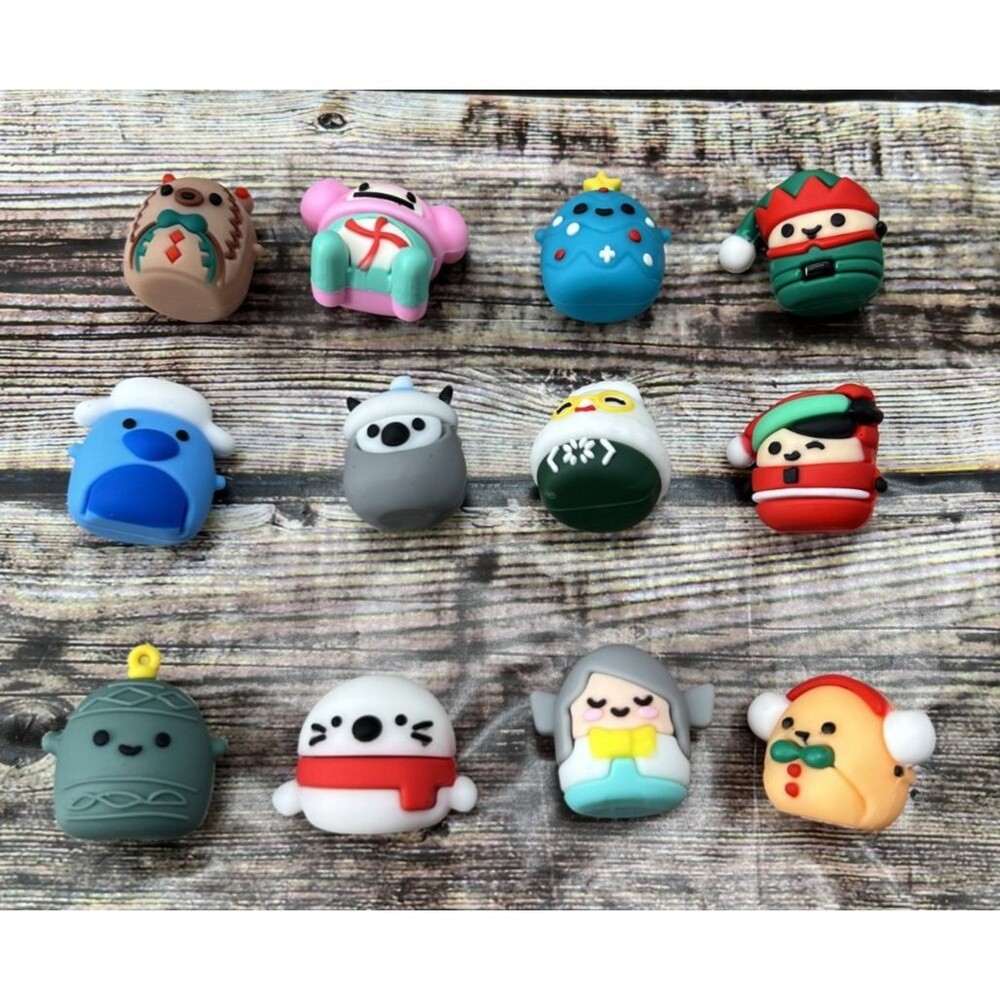 Squishmallow Holiday Figures Lot of 12 Rubber 1" SQUISH A LONG Winter Collection